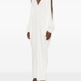 Abito maxi con scollo a V in bianco Taller marmo - donna 