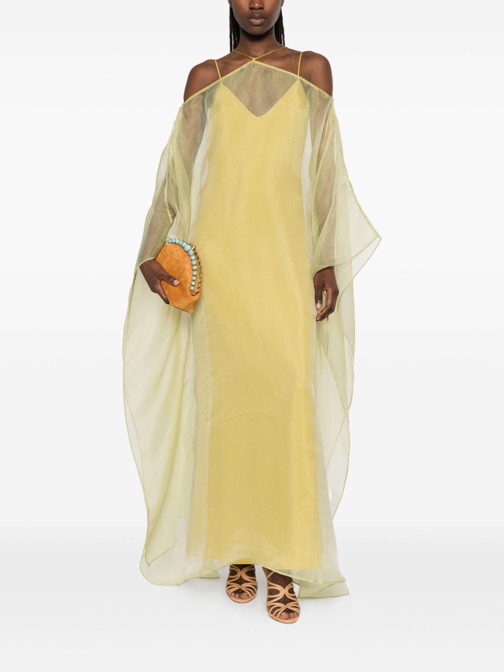 Abito da sera con design semi-trasparente in giallo Taller marmo - donna 