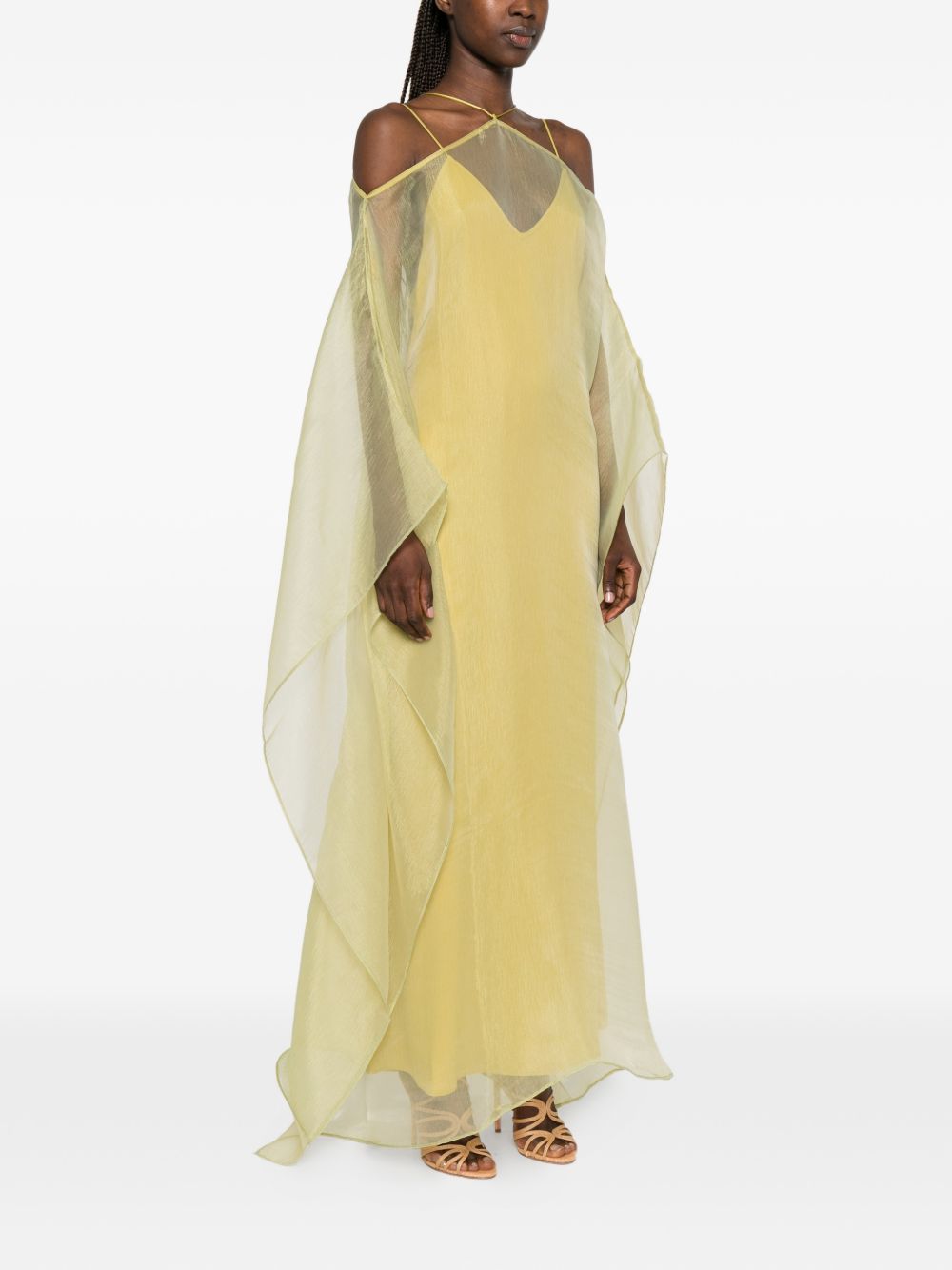 Abito da sera con design semi-trasparente in giallo Taller marmo - donna 