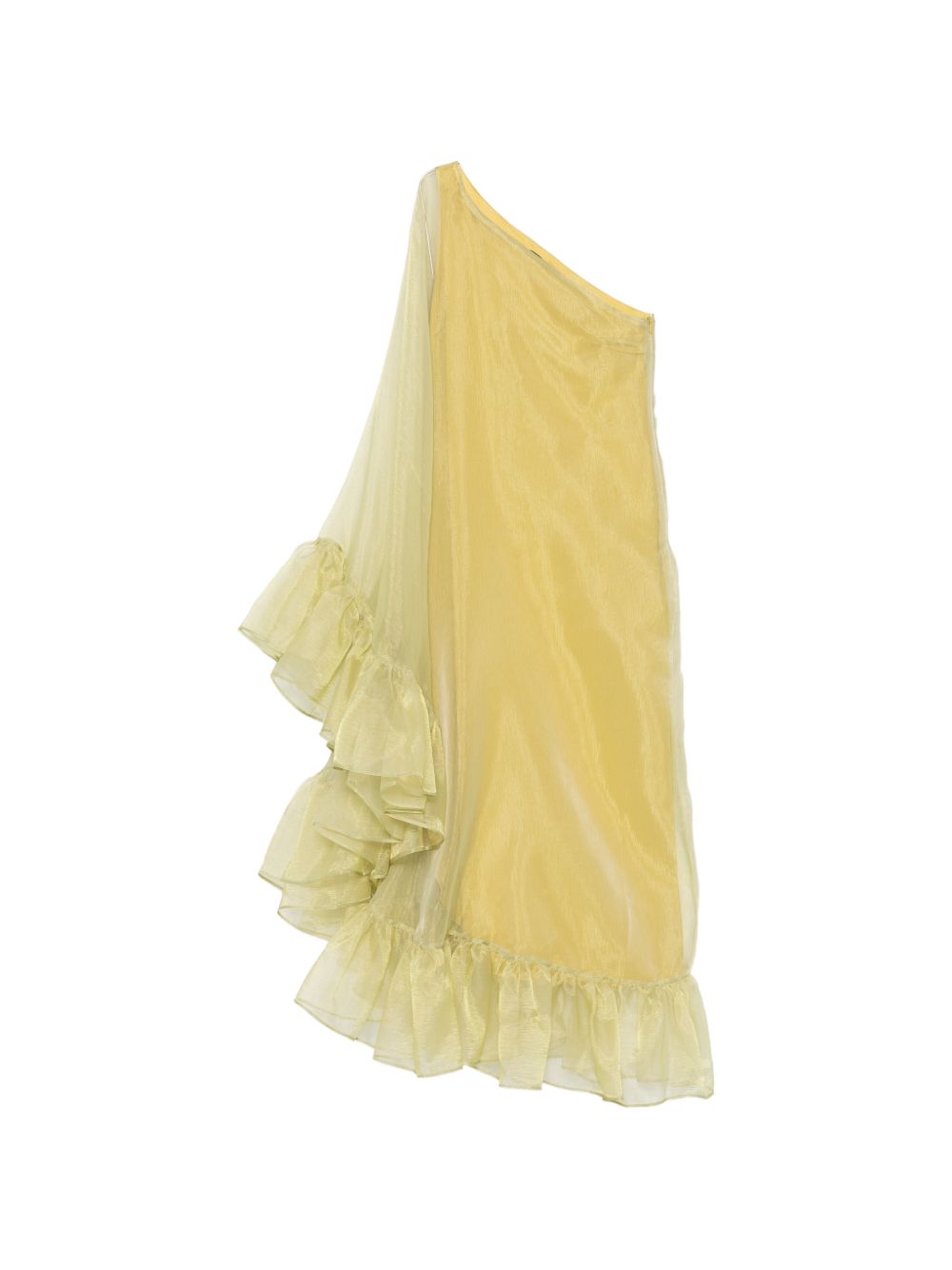 Abito lungo monospalla Cicogna in giallo taller marmo - donna<BR/> 
