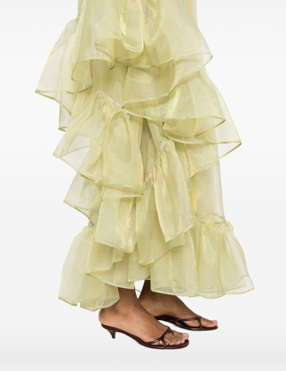 Abito lungo monospalla Cicogna in giallo taller marmo - donna<BR/> 