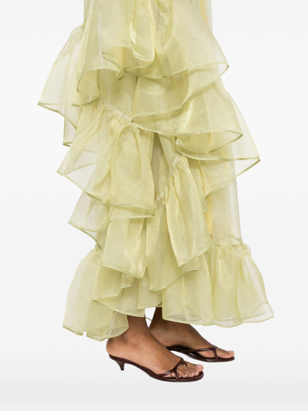 Abito lungo monospalla Cicogna in giallo taller marmo - donna<BR/> 