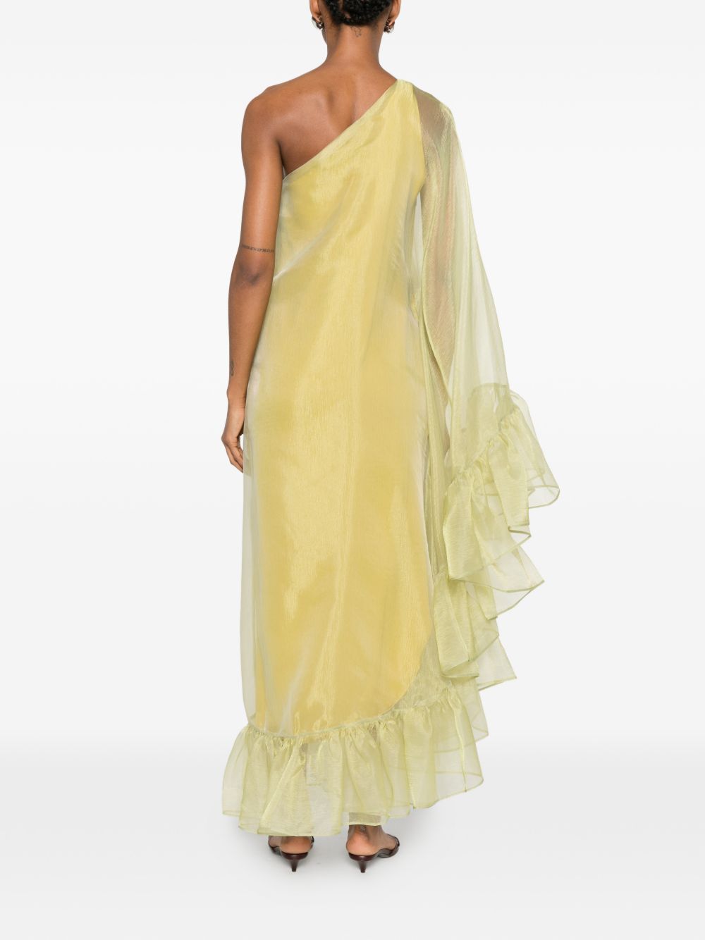Abito lungo monospalla Cicogna in giallo taller marmo - donna<BR/> 