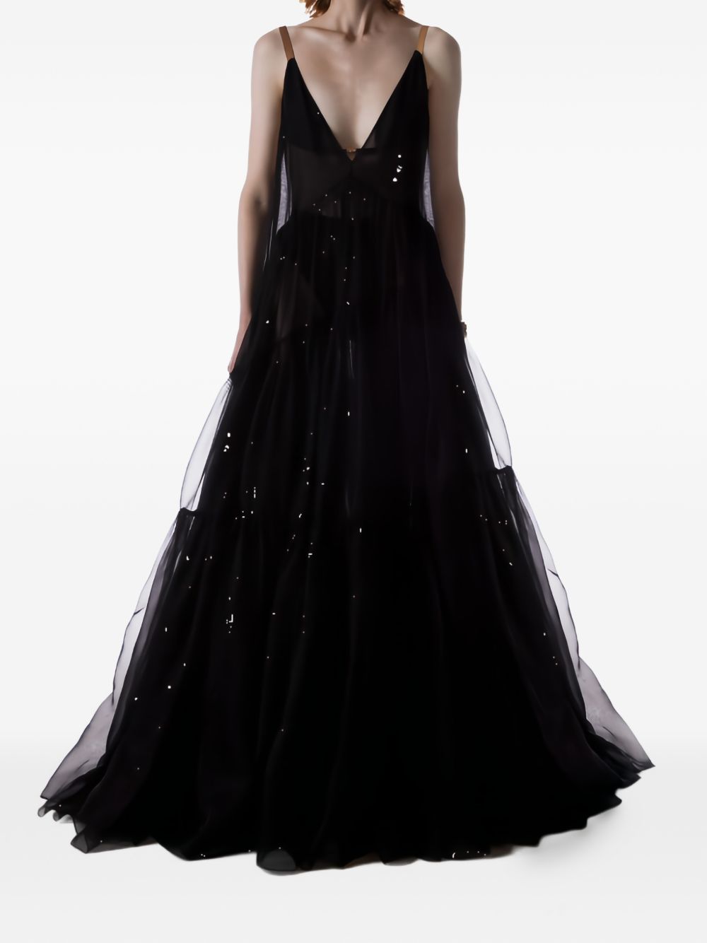 Abito maxi con scollo a V in nero Temily - donna 