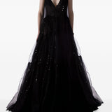 Abito maxi con scollo a V in nero Temily - donna 