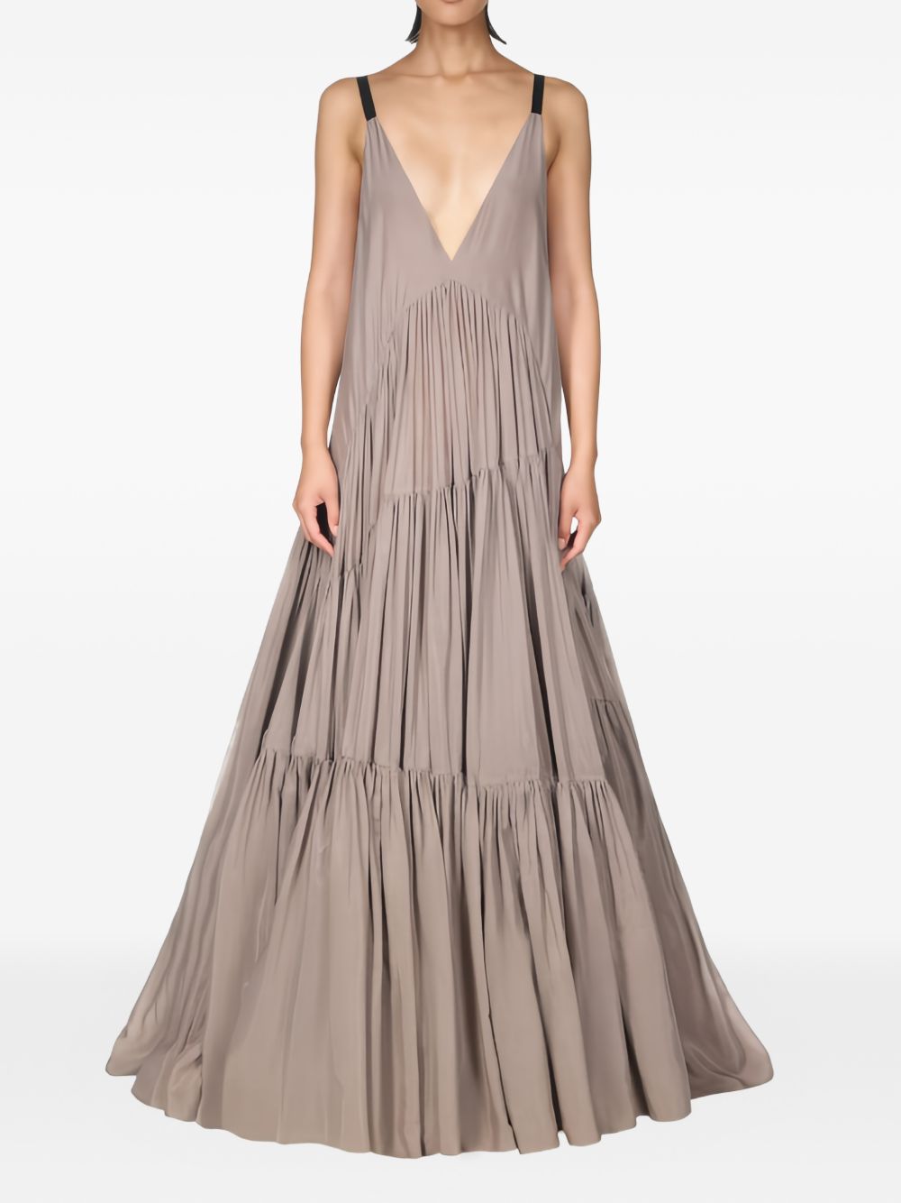 Abito maxi con scollo a v in grigio Temily - donna 