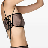 Top satinato crop con spalline in beige Temily - donna<BR/> 