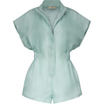 Tuta in seta racer in celeste Temily - donna 