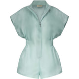 Tuta in seta racer in celeste Temily - donna 