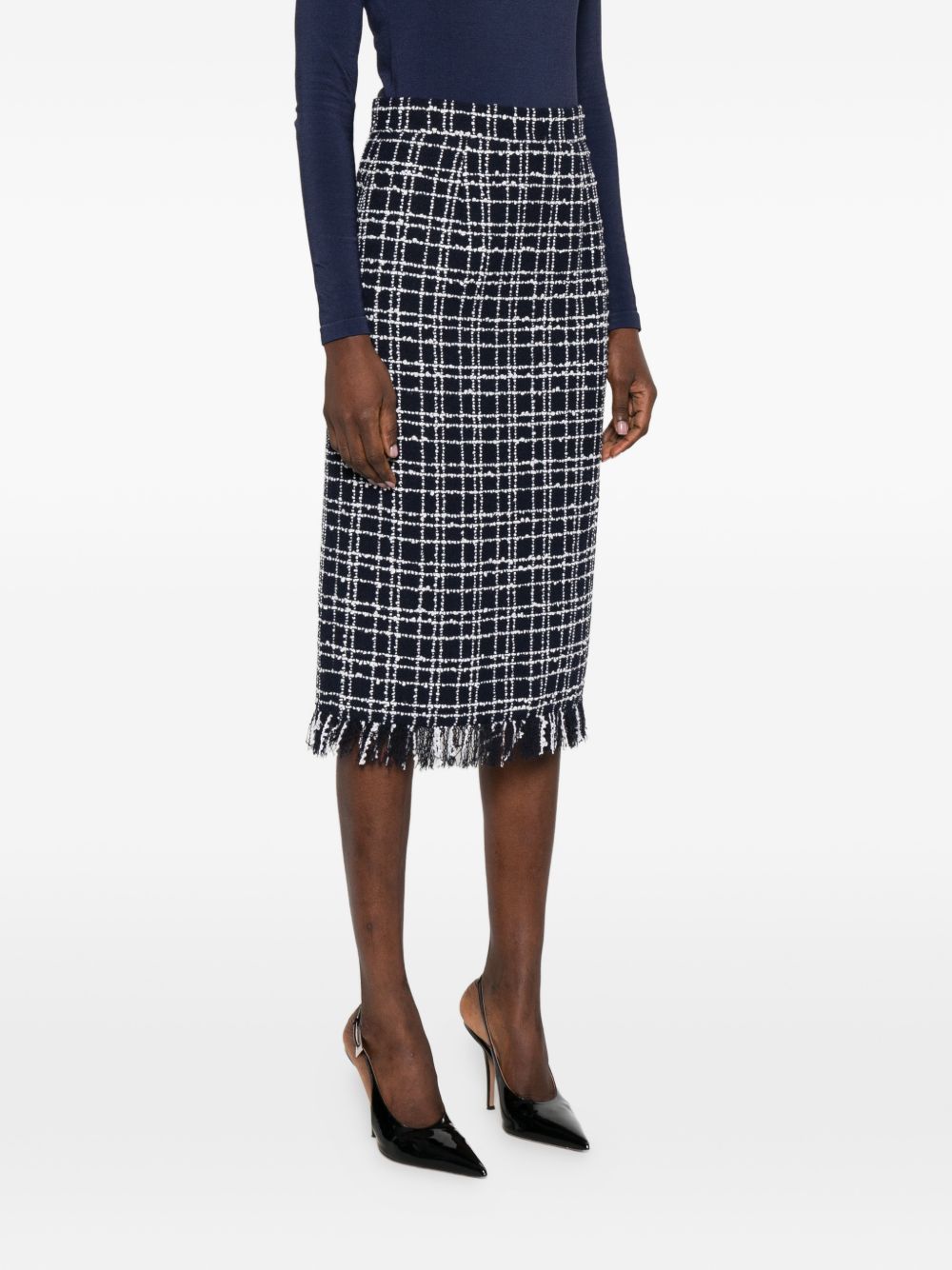 Gonna midi a quadri in blu Thelaurent - donna 