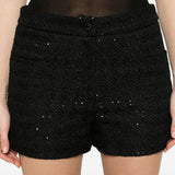 Shorts con paillettes in nero Thelaurent - donna 