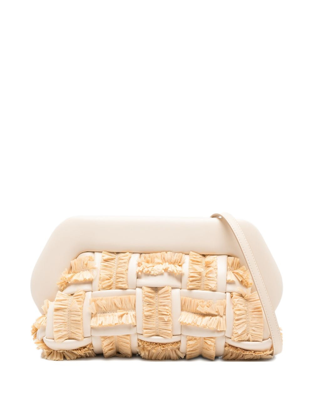 Clutch bios con inserti in rafia in avorio e beige Themoirè - donna 
