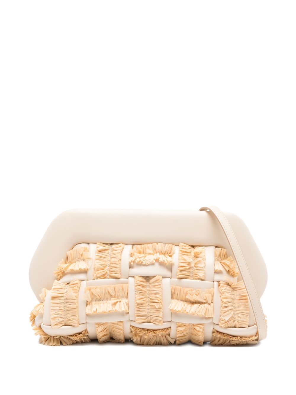 Clutch bios con inserti in rafia in avorio e beige Themoirè - donna 