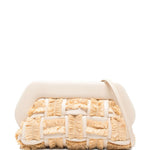 Clutch bios con inserti in rafia in avorio e beige Themoirè - donna 