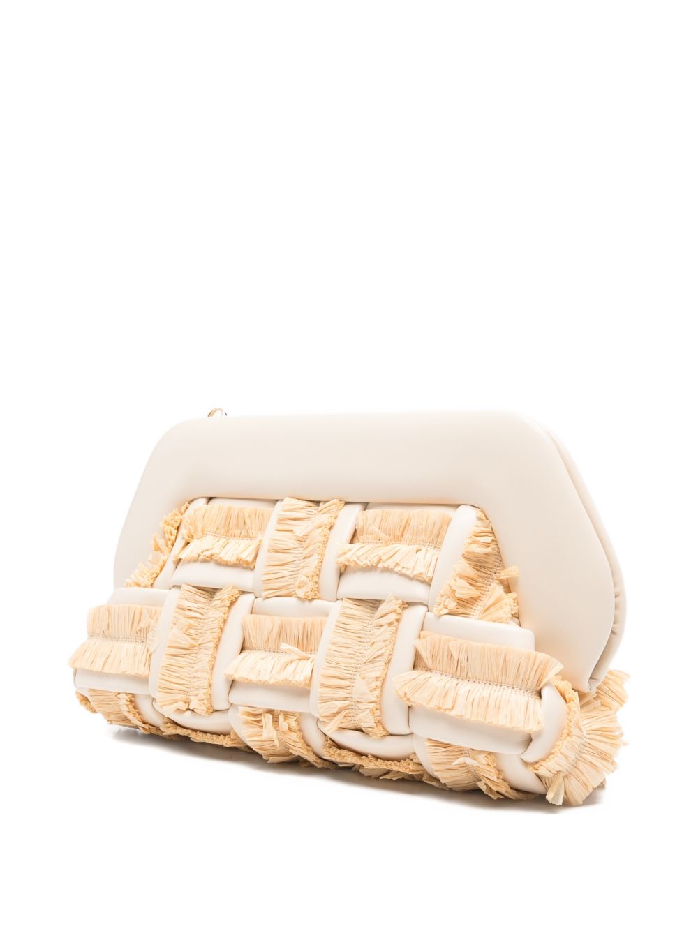 Clutch bios con inserti in rafia in avorio e beige Themoirè - donna 