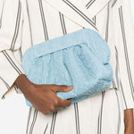 Clutch bios arricciata in azzurro themoirè - donna 
