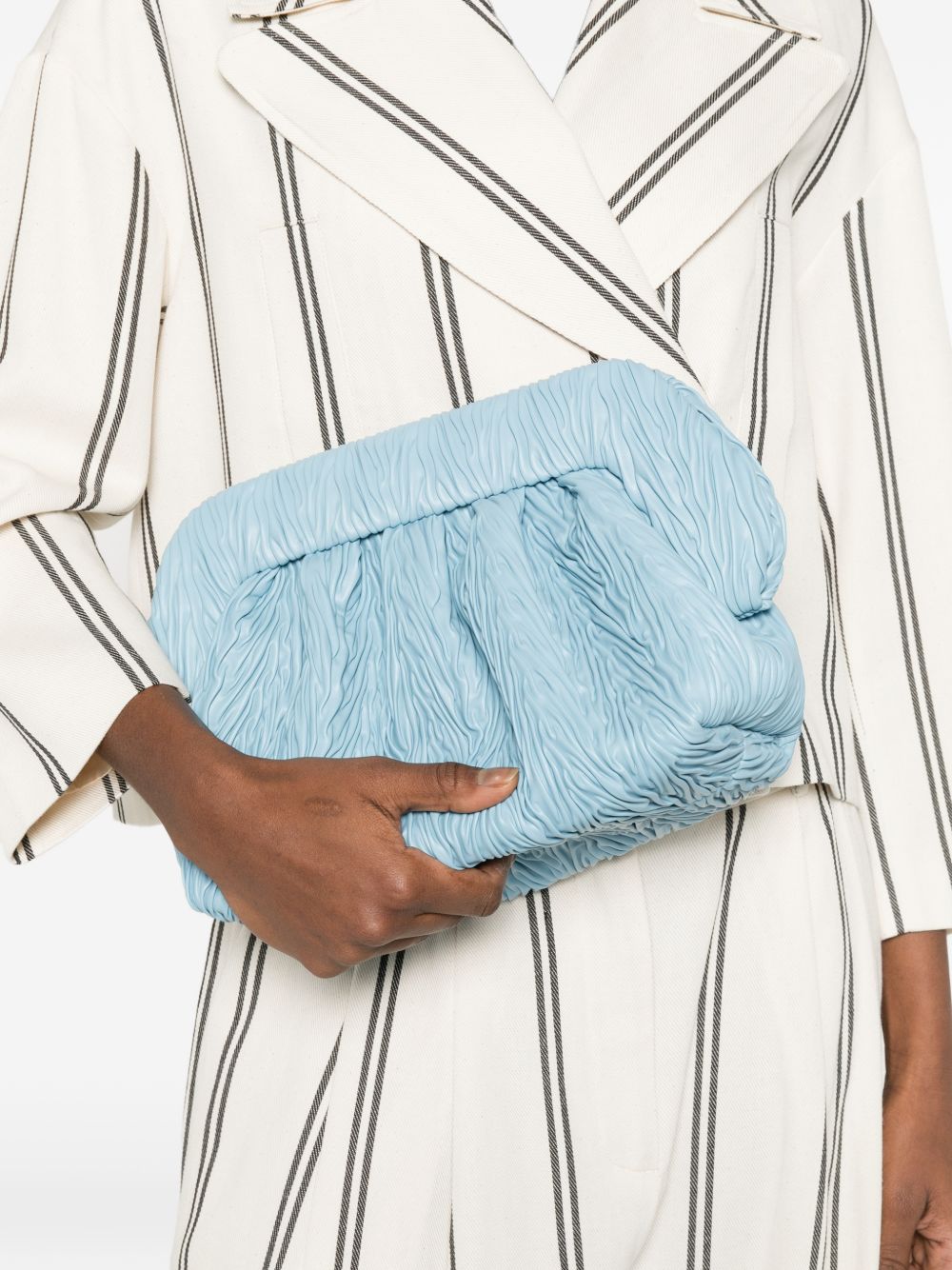 Clutch bios arricciata in azzurro themoirè - donna 