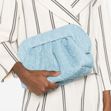 Clutch bios arricciata in azzurro themoirè - donna 