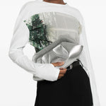 Clutch bios baguette in argento Themoirè - donna 
