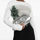 Clutch bios baguette in argento Themoirè - donna 