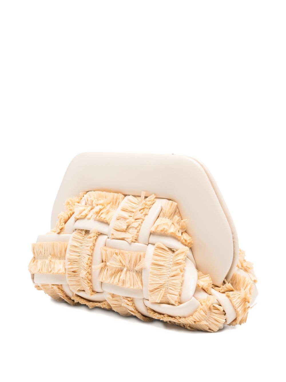 Clutch bios piccola con inserti in rafia in avorio e beige Themoirè - donna 
