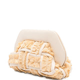 Clutch bios piccola con inserti in rafia in avorio e beige Themoirè - donna 