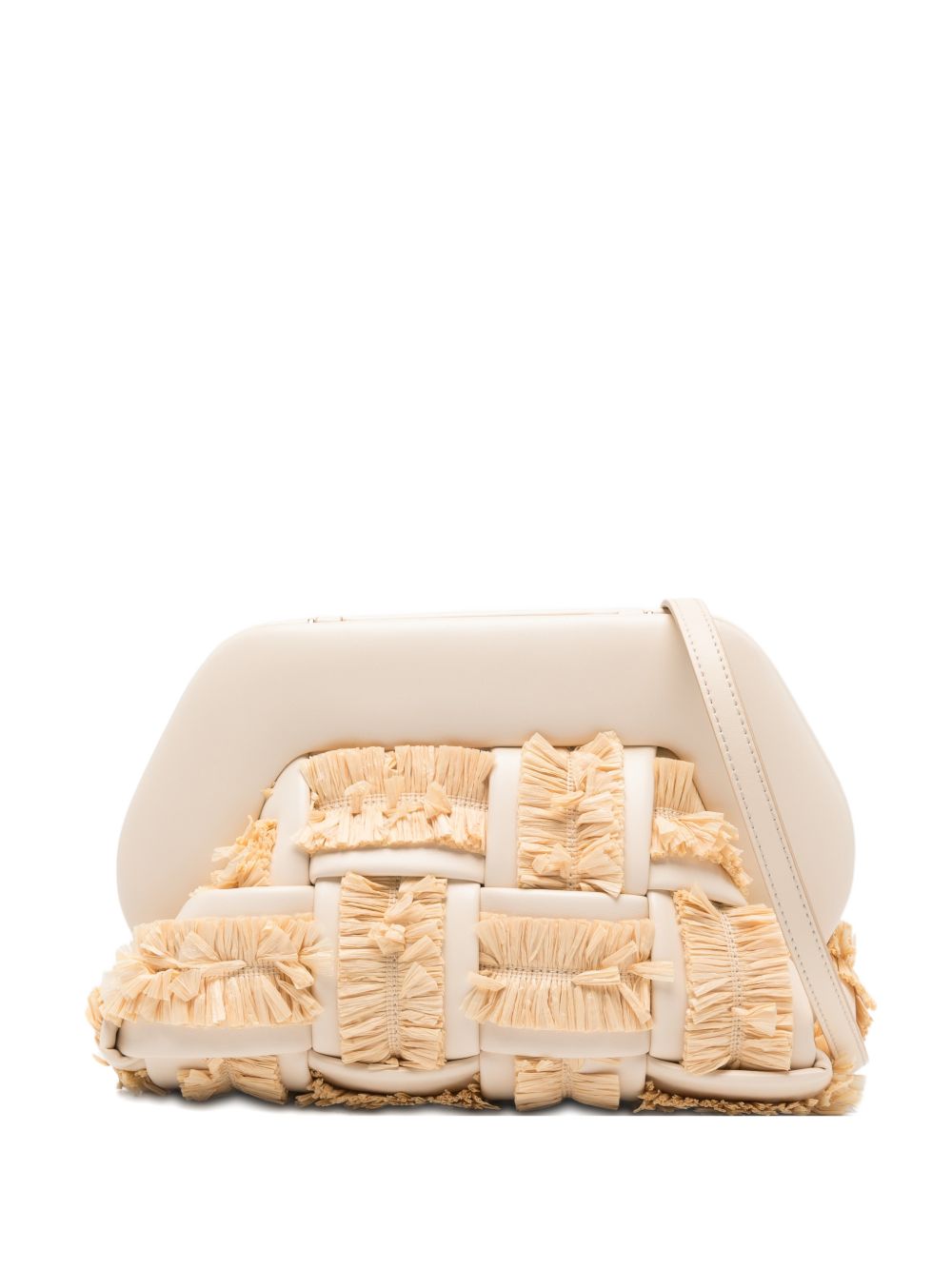 Clutch bios piccola con inserti in rafia in avorio e beige Themoirè - donna 