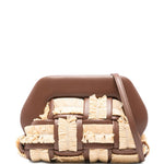 Clutch bios piccola con inserti in rafia in marrone e beige Themoirè - donna 