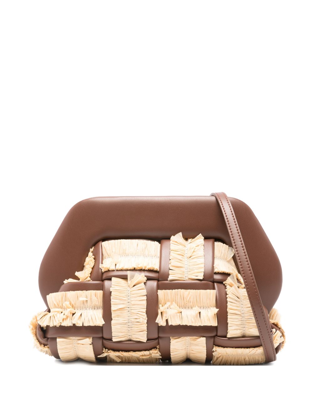 Clutch bios piccola con inserti in rafia in marrone e beige Themoirè - donna 