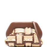 Clutch bios piccola con inserti in rafia in marrone e beige Themoirè - donna 