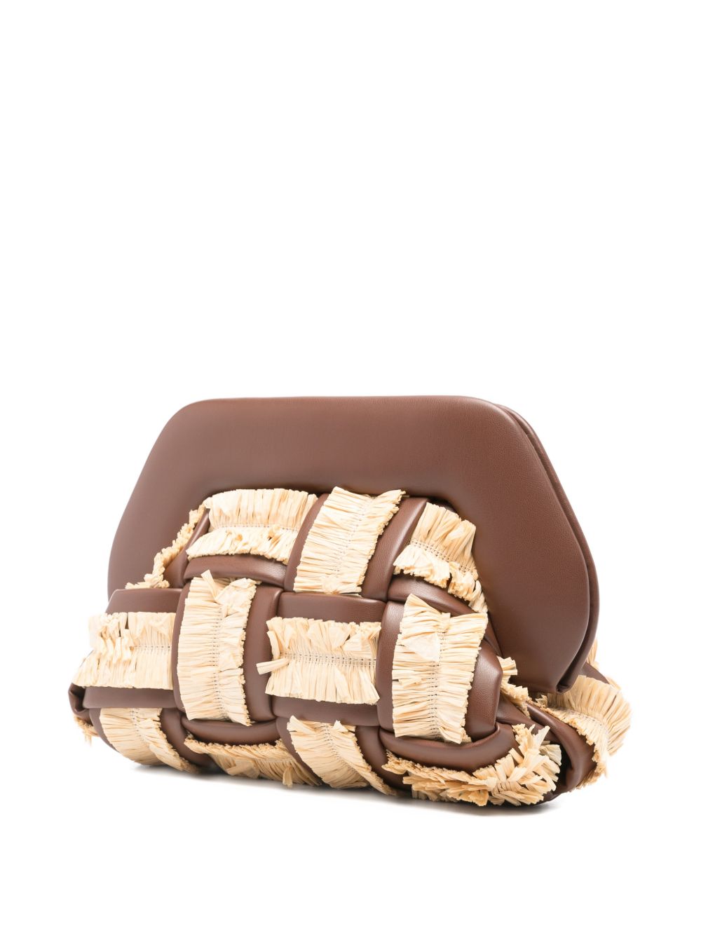 Clutch bios piccola con inserti in rafia in marrone e beige Themoirè - donna 