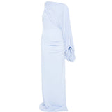 Abito lungo Selene monospalla in azzurro The Andamane - donna 
