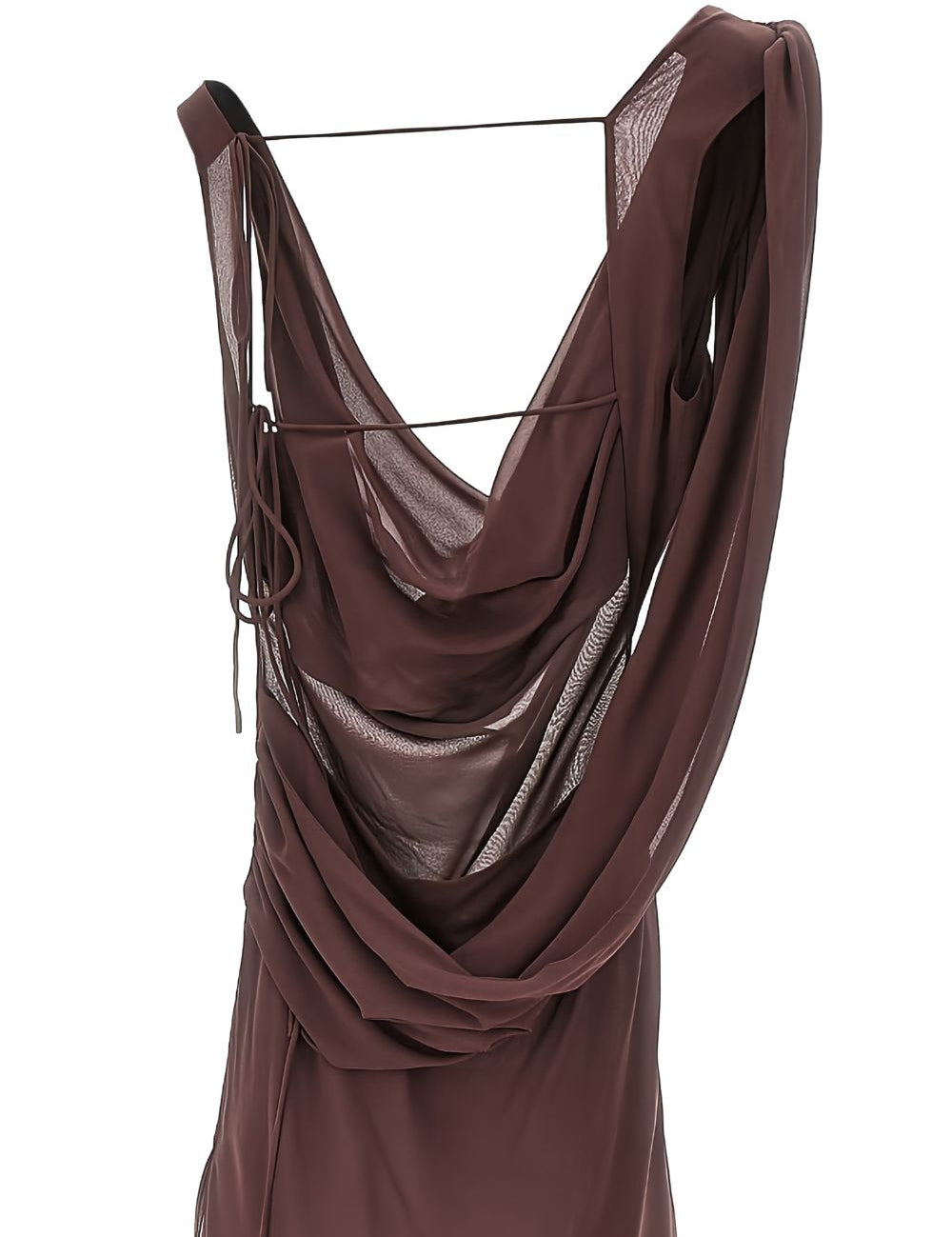 Abito lungo drappeggiato in bordeaux The Andamane - donna 