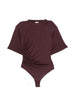 Lennox bodysuit with ruffled details in burgundy The Andamane - women
