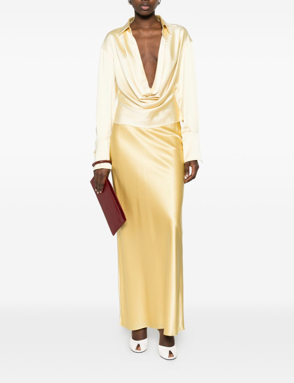 Blusa drappeggiata in giallo chiaro the andamane - donna 