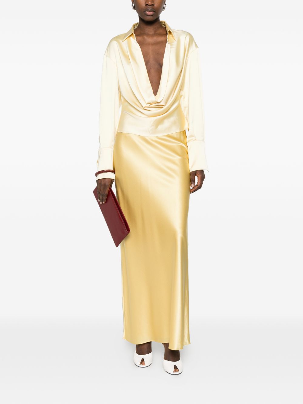 Blusa drappeggiata in giallo chiaro the andamane - donna 