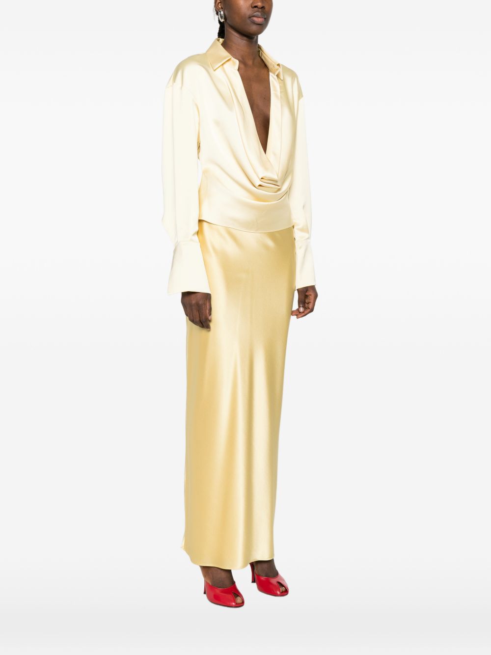 Blusa drappeggiata in giallo chiaro the andamane - donna 