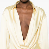 Blusa drappeggiata in giallo chiaro the andamane - donna 