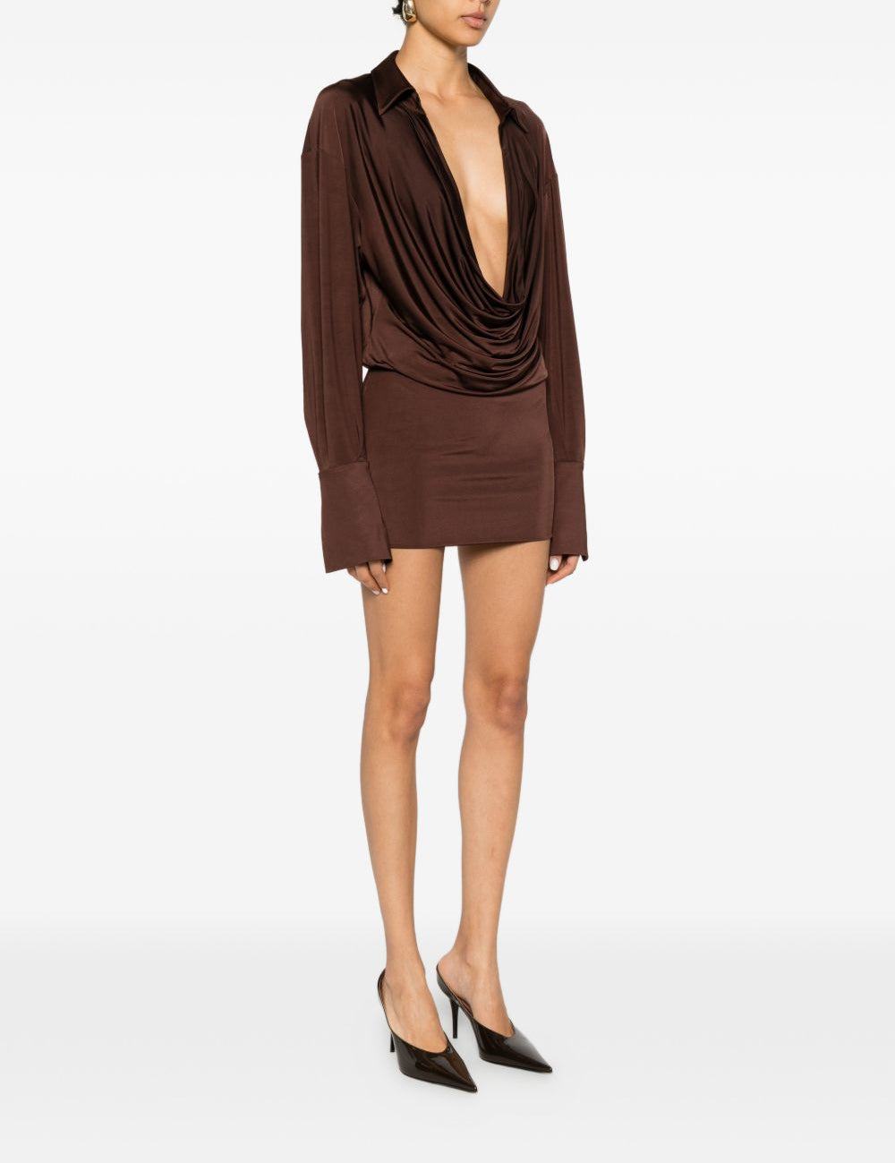 Miniabito drappeggiato a maniche lunghe Lilia in marrone The andamane - donna 