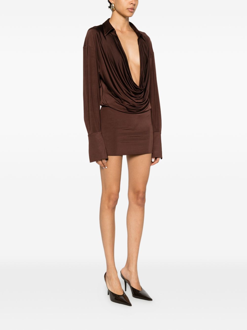 Miniabito drappeggiato a maniche lunghe Lilia in marrone The andamane - donna 