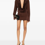 Miniabito drappeggiato a maniche lunghe Lilia in marrone The andamane - donna 
