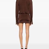 Miniabito drappeggiato a maniche lunghe Lilia in marrone The andamane - donna 