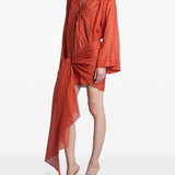 Abito mini indira con drapeggio in arancione The andamane - donna 