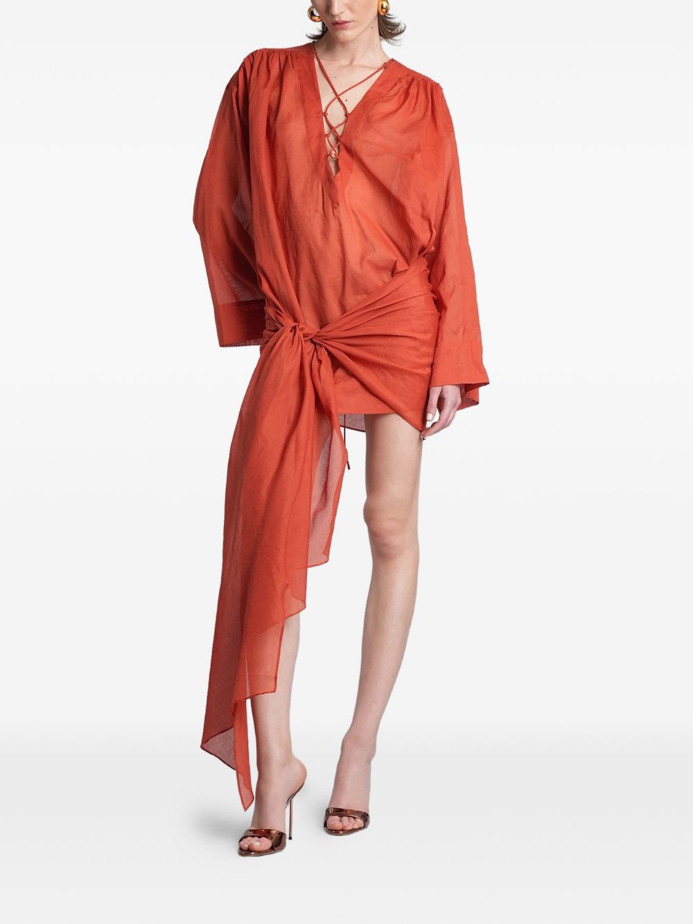 Abito mini indira con drapeggio in arancione The andamane - donna 