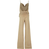 Tuta carla con ruches e collo ad alto in beige The andamane - donna 