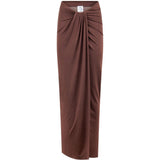 Gonna lunga drappeggiata anja in marrone The andamane - donna 