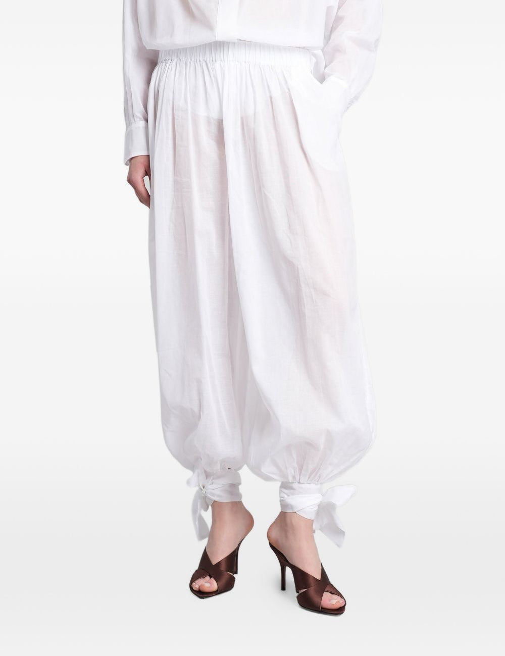 Pantaloni Noor con elastico in vita e chiusura a coulisse in bianco The andamane - donna 