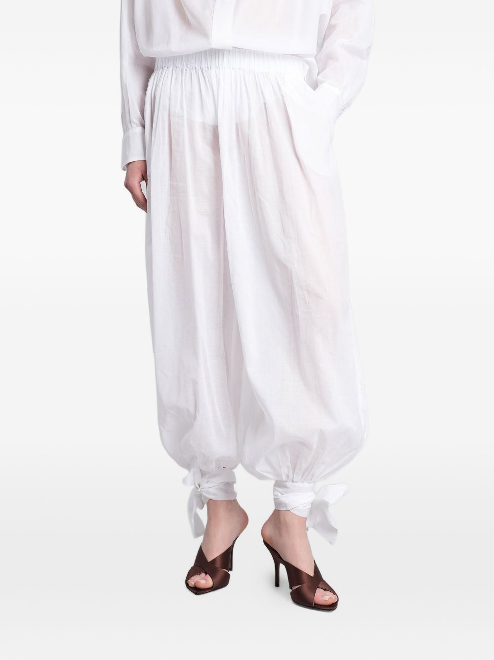 Pantaloni Noor con elastico in vita e chiusura a coulisse in bianco The andamane - donna 