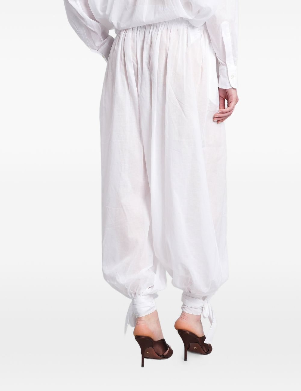 Pantaloni Noor con elastico in vita e chiusura a coulisse in bianco The andamane - donna 