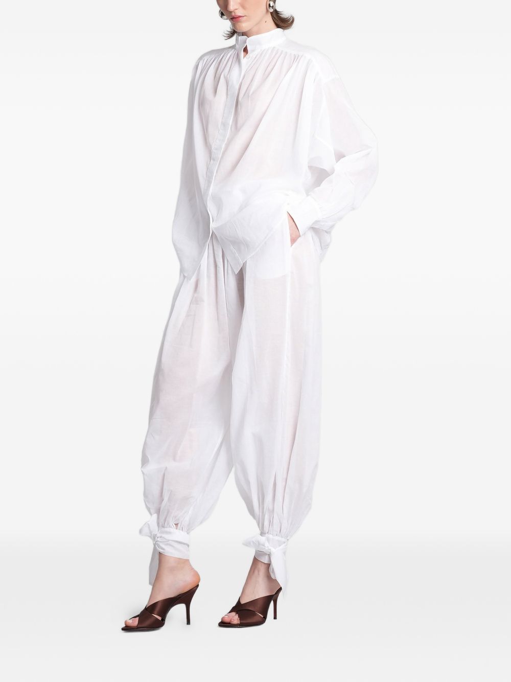 Pantaloni Noor con elastico in vita e chiusura a coulisse in bianco The andamane - donna 
